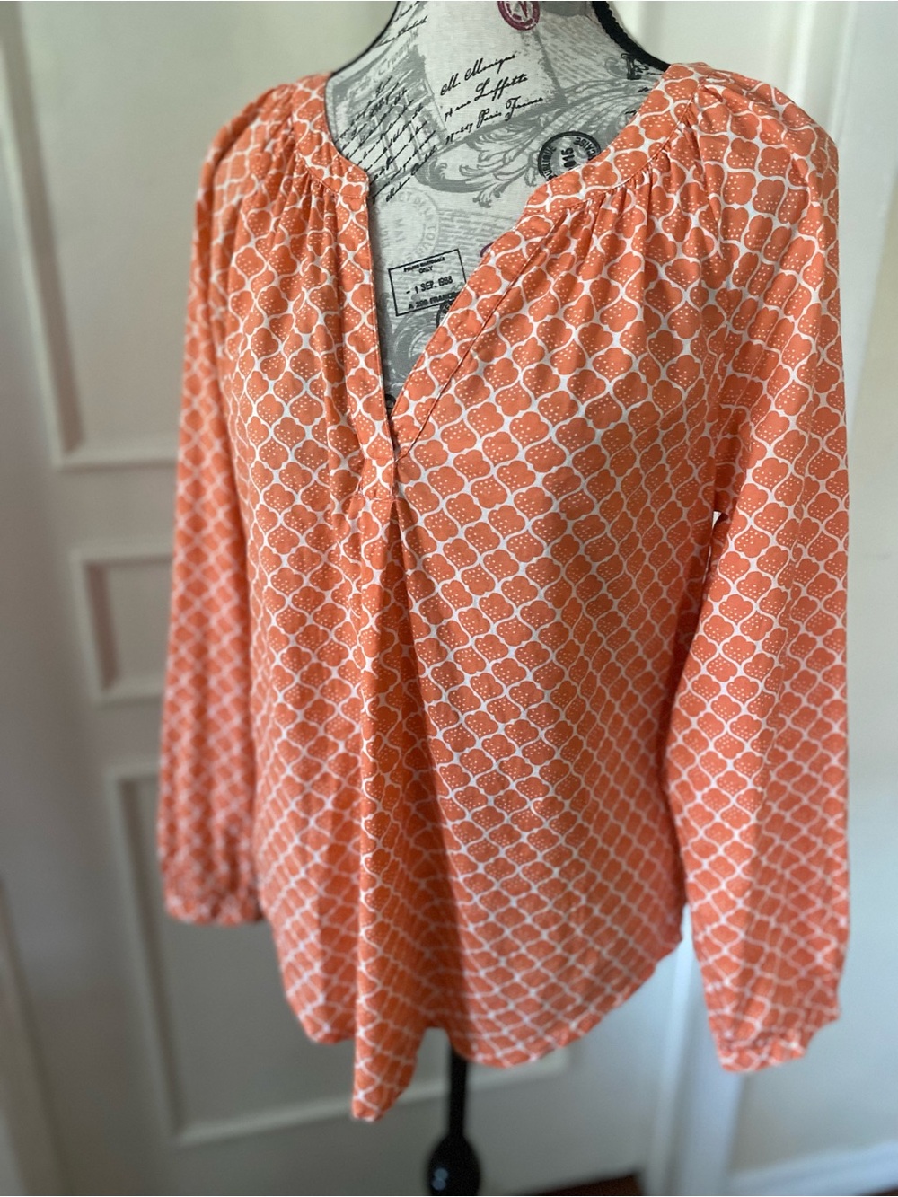 Boden US 6 100% Cotton Coral Geometric Print Blouse - Picture 3 of 9